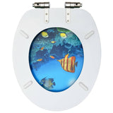WC Toilet Seats with Soft Close Lid 2 pcs MDF Deep Sea Design - Rear View