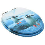 WC Toilet Seats with Soft Close Lid 2 pcs MDF Penguin Design - Side View