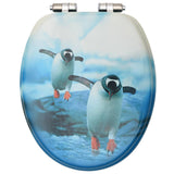WC Toilet Seats with Soft Close Lid 2 pcs MDF Penguin Design - 45-Degree Angle
