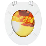 WC Toilet Seats with Lid 2 pcs MDF Savanne Design - Rear View
