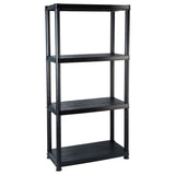Storage Shelf 4-Tier Black 61x30.5x130 cm Plastic - Front View