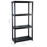Storage Shelf 4-Tier Black 61x30.5x130 cm Plastic - Close-Up Angle