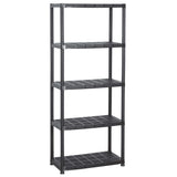 Storage Shelf 5-Tier Black 71x38x170 cm Plastic - Front View