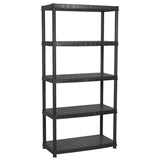 Storage Shelf 5-Tier Black 85x40x185 cm Plastic - Front View