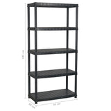 Storage Shelf 5-Tier Black 85x40x185 cm Plastic - Close-Up Angle