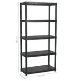 Storage Shelf 5-Tier Black 91.5x45.7x185 cm Plastic - Close-Up Angle