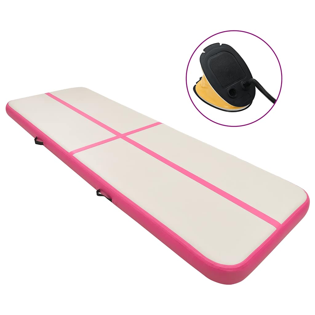 Inflatable Gymnastics Mat with Pump 400x100x15 cm PVC Pink
