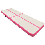 Inflatable Gymnastics Mat with Pump 400x100x15 cm PVC Pink - Front View
