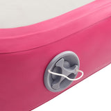 Inflatable Gymnastics Mat with Pump 400x100x15 cm PVC Pink - Close-Up Angle