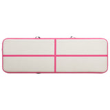 Inflatable Gymnastics Mat with Pump 400x100x20 cm PVC Pink - Top-Down View