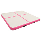 Inflatable Gymnastics Mat with Pump 200x200x10 cm PVC Pink - Front View