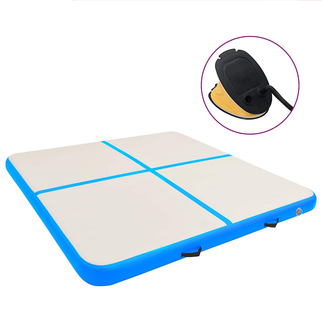 Inflatable Gymnastics Mat with Pump 200x200x10 cm PVC Blue