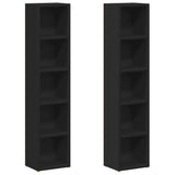 CD Cabinets 2 pcs Black 21x16x93.5 cm Engineered Wood - Front View
