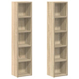 CD Cabinets 2 pcs Sonoma Oak 21x16x93.5 cm Engineered Wood - Front View