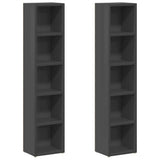 CD Cabinets 2 pcs High Gloss Grey 21x16x93.5 cm Engineered Wood