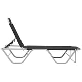 Sun Lounger Aluminium and Textilene Black - Front View