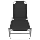 Sun Lounger Aluminium and Textilene Black - Side View