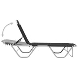 Sun Lounger Aluminium and Textilene Black - 45-Degree Angle