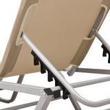 Sun Lounger Aluminium and Textilene Cream - Close-Up Angle