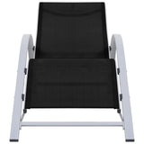 Sun Loungers 2 pcs with Table Aluminium Black