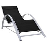 Sun Loungers 2 pcs with Table Aluminium Black - Top-Down View