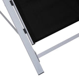 Sun Loungers 2 pcs with Table Aluminium Black - Close-Up Angle