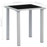 Garden Table Black and Silver 41x41x45 cm Steel and Glass - Top-Down View