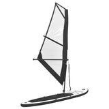 Inflatable Stand Up Paddleboard with Sail Set Black and White - Front View