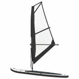 Inflatable Stand Up Paddleboard with Sail Set Black and White - Top-Down View