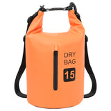 Dry Bag with Zipper Orange 15 L PVC - Front View
