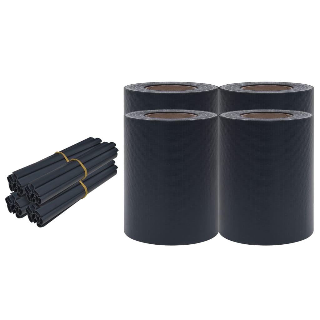 Garden Privacy Screens 4 pcs PVC 35x0.19 m Matte Dark Grey