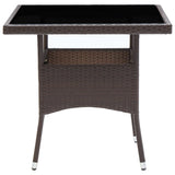 Garden Dining Table Brown Poly Rattan - Front View