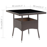 Garden Dining Table Brown Poly Rattan - 45-Degree Angle