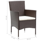 Garden Dining Chairs 2 pcs Poly Rattan Brown - Low Angle