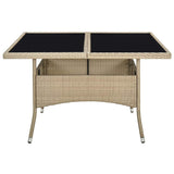 Outdoor Dining Table Beige Poly Rattan and Glass - Side View