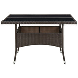 Outdoor Dining Table Brown Poly Rattan and Glass - Front View