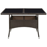 Outdoor Dining Table Brown Poly Rattan and Glass - Side View