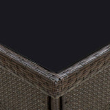 Outdoor Dining Table Brown Poly Rattan and Glass - Top-Down View