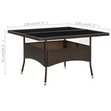 Outdoor Dining Table Brown Poly Rattan and Glass - 45-Degree Angle