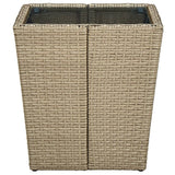 Tea Table Beige 41.5x41.5x44 cm Poly Rattan and Tempered Glass