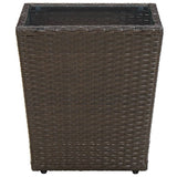 Tea Table Brown 41.5x41.5x44 cm Poly Rattan and Tempered Glass - Front View