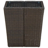 Tea Table Brown 41.5x41.5x44 cm Poly Rattan and Tempered Glass - Side View
