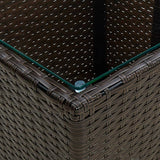Tea Table Brown 41.5x41.5x44 cm Poly Rattan and Tempered Glass