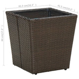 Tea Table Brown 41.5x41.5x44 cm Poly Rattan and Tempered Glass - 45-Degree Angle
