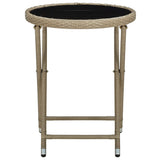 Tea Table Beige 60 cm Poly Rattan and Tempered Glass - Side View