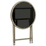 Tea Table Beige 60 cm Poly Rattan and Tempered Glass - Top-Down View