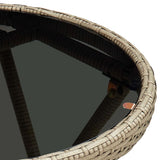 Tea Table Beige 60 cm Poly Rattan and Tempered Glass - 45-Degree Angle