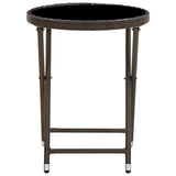 Tea Table Brown 60 cm Poly Rattan and Tempered Glass