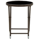 Tea Table Brown 60 cm Poly Rattan and Tempered Glass