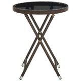 Tea Table Brown 60 cm Poly Rattan and Tempered Glass - Side View